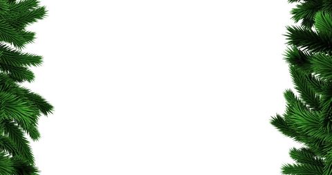 Fir tree branches creating festive holiday border