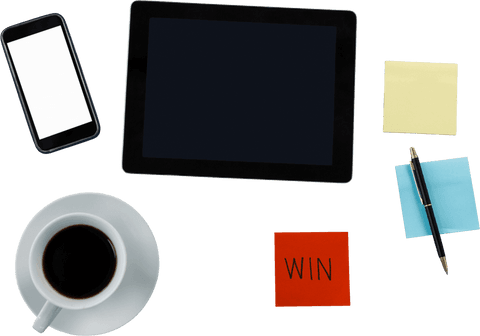 Transparent Digital Workspace with Tablet and Coffee Cup - Download Free Stock Videos Pikwizard.com