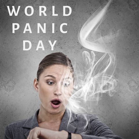 world panic day awareness concept with anxious businesswoman - Download Free Stock Templates Pikwizard.com