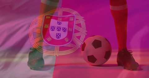 Soccer Player with Portugal Flag, Celebrating National Pride