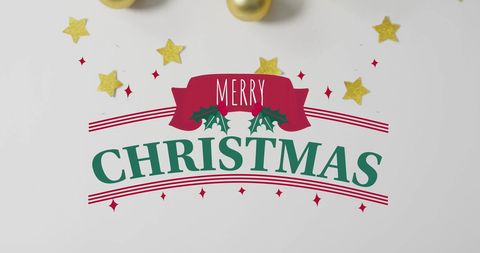 Festive Merry Christmas Text with Decoration