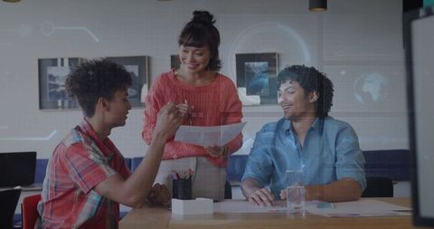 Creative Professionals Collaborating with Technology Overlay