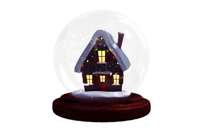 Transparent Snow Globe with Lit Christmas Cottage and Falling Snow - Download Free Stock Videos Pikwizard.com