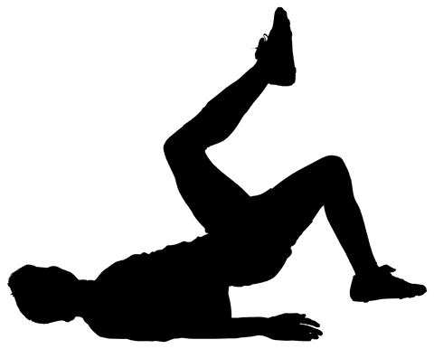 Silhouette of man kicking leg on transparent background