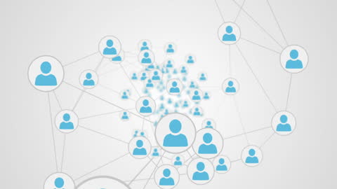 Dynamic Network of Connected Profile Icons on Grey Background