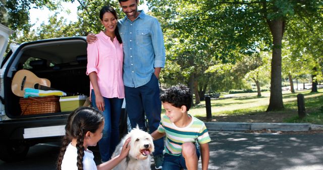 Multiracial Family Taking Road Trip Stopping at Park - Download Free Stock Images Pikwizard.com