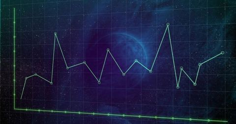 Abstract Space-Themed Line Graph with Starry Grid