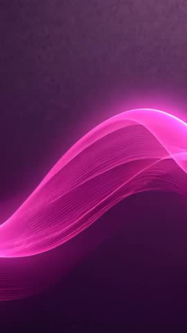 Looping vertical neon pink ribbon wave flowing across purple backdrop for mobile video