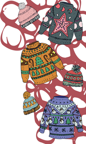 transparent winter sweaters and hats set with christmas patterns - Download Free Stock Videos Pikwizard.com