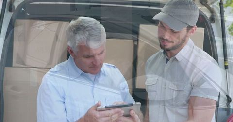 Courier service concept with financial overlay