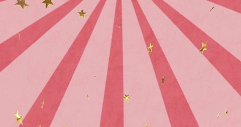 Pink radial sunburst backdrop scattered gold stars metallic flecks on textured paper