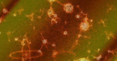 Abstract molecular pattern on green background