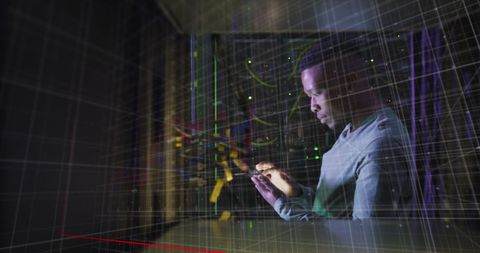 Innovative Programmer Analyzing Data in High-Tech Server Room - Download Free Stock Images Pikwizard.com
