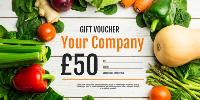 Fresh Vegetable Gift Voucher for Healthy Living Promotions - Download Free Stock Templates Pikwizard.com