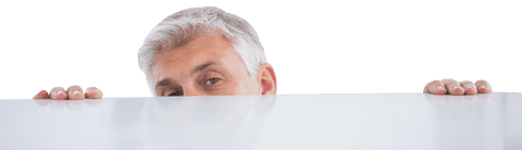 Senior Man Peeking Over Surface on Transparent Background - Download Free Stock Videos Pikwizard.com