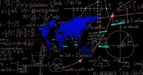 World Map with Overlay of Complex Mathematical Equations - Download Free Stock Images Pikwizard.com