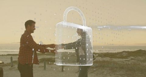 Concept of trust and collaboration on twilight beach