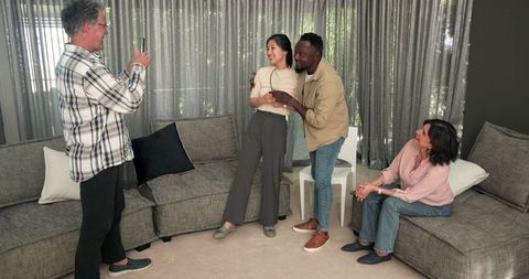 Diverse Therapy Group Celebrates Progress in Comforting Environment