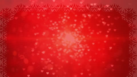 Glowing Heart Icons on Red Decorative Background