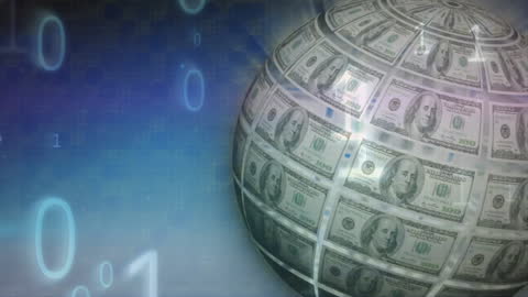 Digital Economy Concept with Globe Made of Dollar Banknotes