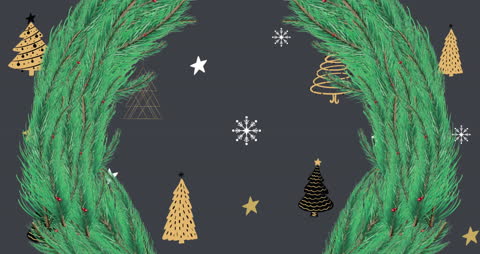 Festive Animation with Snowflakes and Christmas Trees