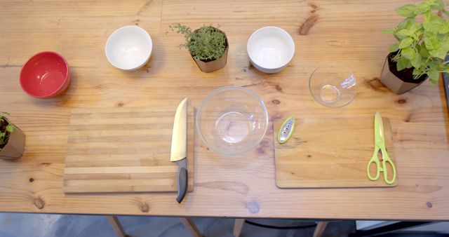 Organized Kitchen Countertop with Cooking Utensils and Bowls - Download Free Stock Images Pikwizard.com