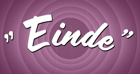 Retro purple einde text with vintage circle pattern