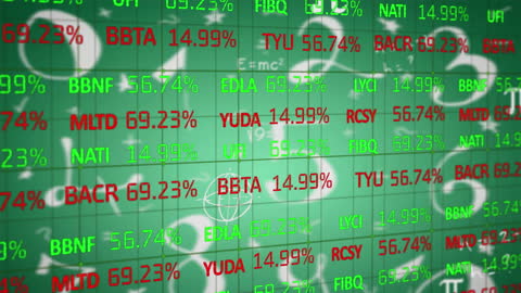 Stock Market Data with Mathematical Equations on Green Background