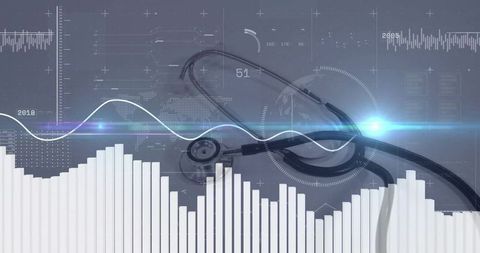 Stethoscope Merging with Futuristic Medical Data Visualizations