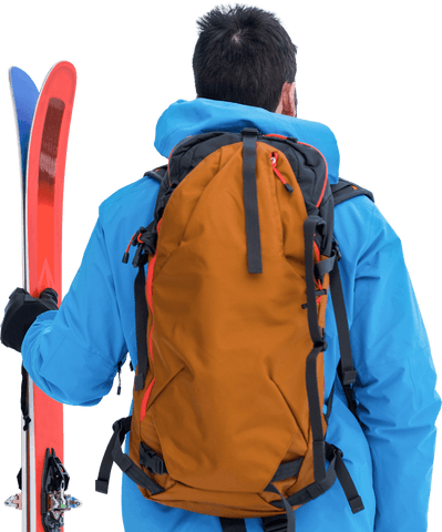 skier with yellow backpack holding skis transparent background - Download Free Stock Videos Pikwizard.com
