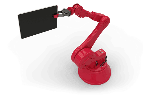 transparent red robotic arm holding tablet with black screen - Download Free Stock Videos Pikwizard.com