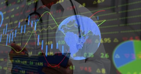 Globe and Data Analysis Overlaying Doctor with Digital Interface - Download Free Stock Images Pikwizard.com