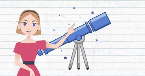 Woman presenting telescope illustration for national mentoring month