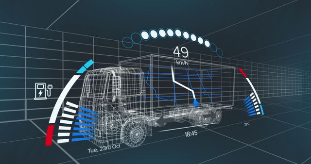 Futuristic Electric Truck Project with Digital Speedometer Interface - Download Free Stock Images Pikwizard.com