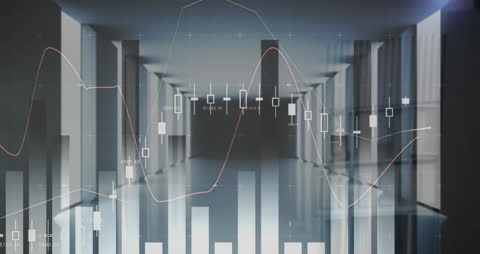 Digital Financial Data Visualization in an Office Background