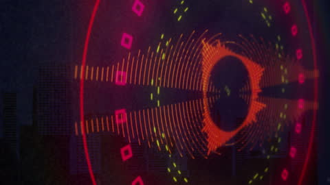 Futuristic Radar Visual with Holographic Geometric Shapes
