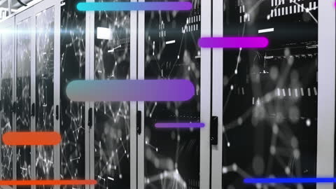 Futuristic Network Connections in Server Room Animation