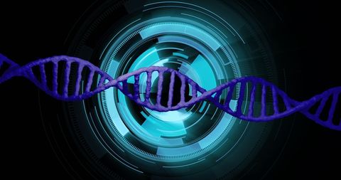 DNA Strand Spinning Over Futuristic Digital Interface - Download Free Stock Images Pikwizard.com