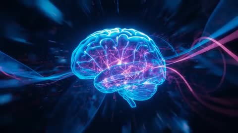 Futuristic 3D Digital Brain with Glowing Pathways