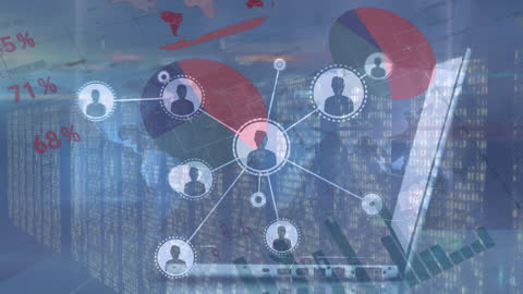 Global Networking Profiles with Data Analytics Overlay Laptop
