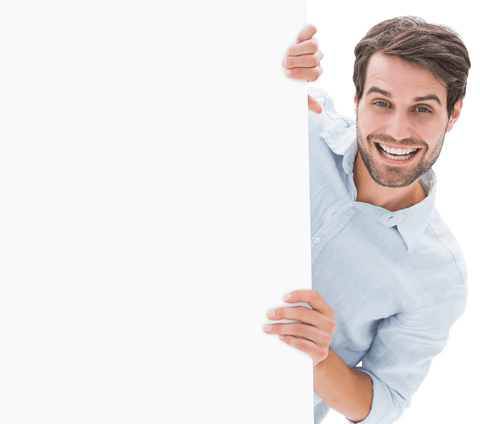 Smiling Young Man Holding Blank Poster Isolated on Transparent Background - Download Free Stock Videos Pikwizard.com