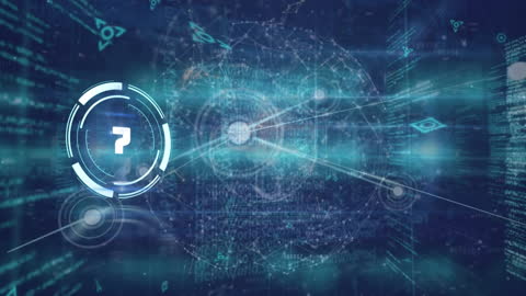 Futuristic Clock and Globe with Digital Data Interface