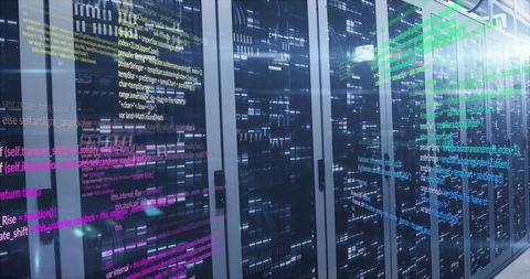Virtual Coding over Modern Data Center Server Racks - Download Free Stock Images Pikwizard.com