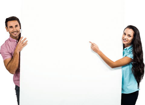 Smiling Couple Holding Large Transparent Sheet for Presentation - Download Free Stock Videos Pikwizard.com