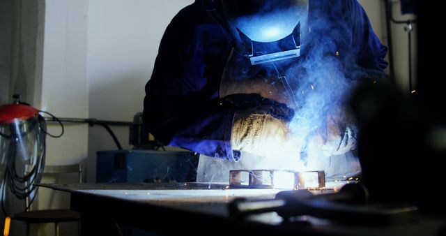 Industrial Welder Working with Welding Torch in Workshop - Download Free Stock Images Pikwizard.com