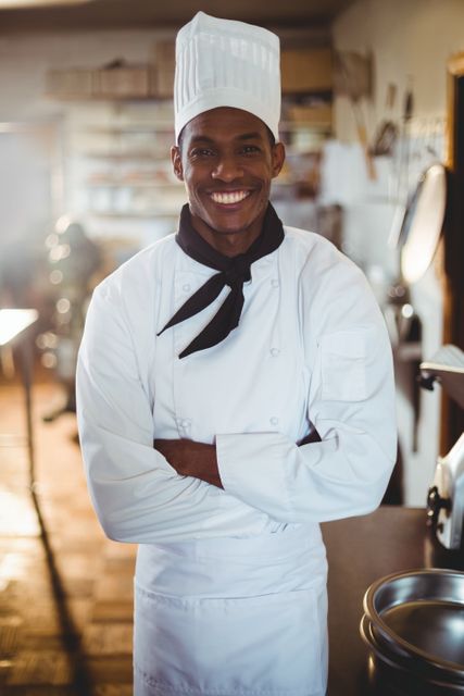 Portrait of smiling chef standing with arms crossed - Download Free Stock Photos Pikwizard.com