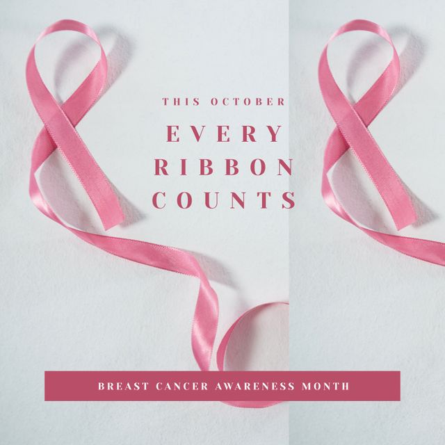 Breast Cancer Awareness Month with Pink Ribbons and Inspiring Message - Download Free Stock Templates Pikwizard.com