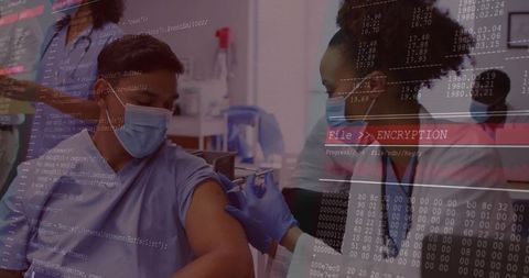 Vaccination procedure highlighting technology and healthcare security