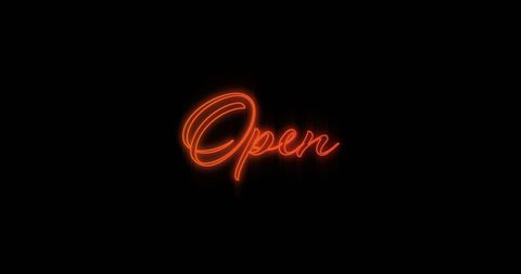 Bright Neon Open Sign on Black Background - Download Free Stock Images Pikwizard.com