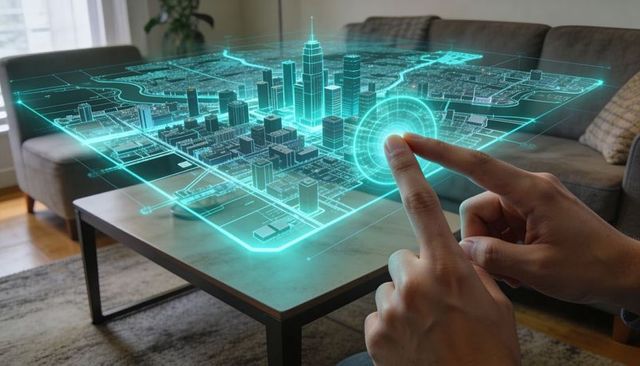 Projecting 3D Holographic City Model on Coffee Table with Interactive Touch Control